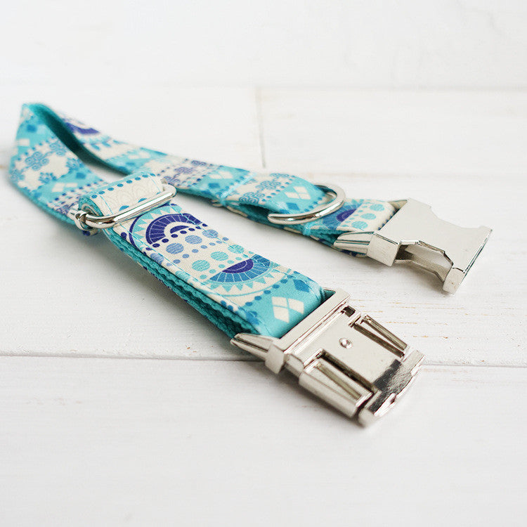 Pet Collar - Blue and Pattern