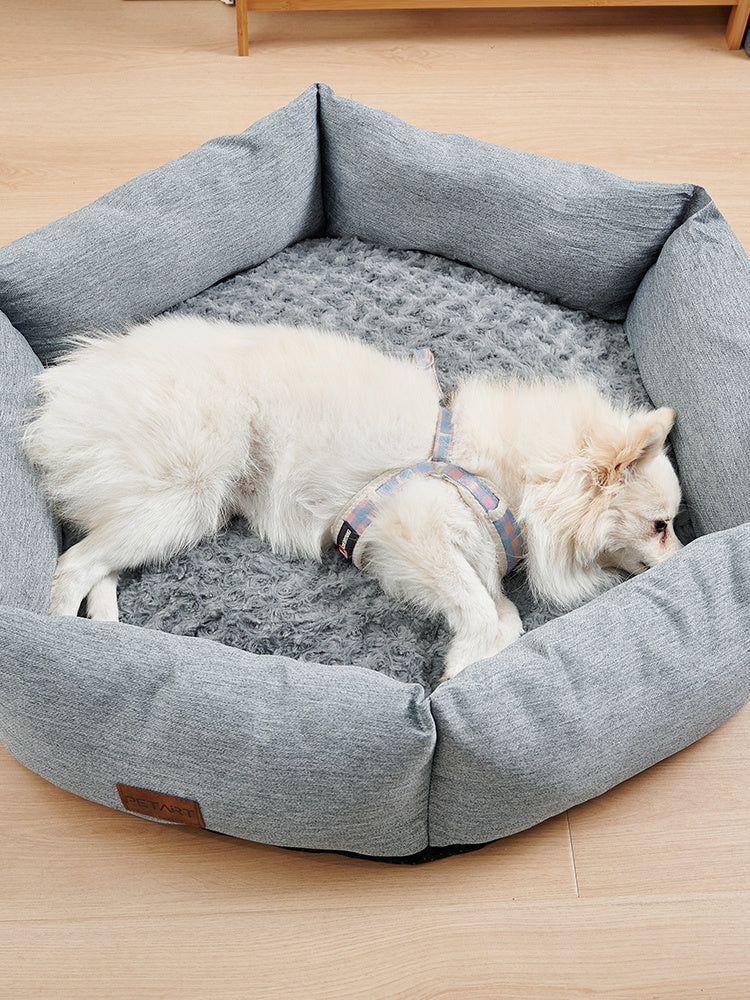 Hexagonal Velvet Dog Bed for Small to Large Dogs