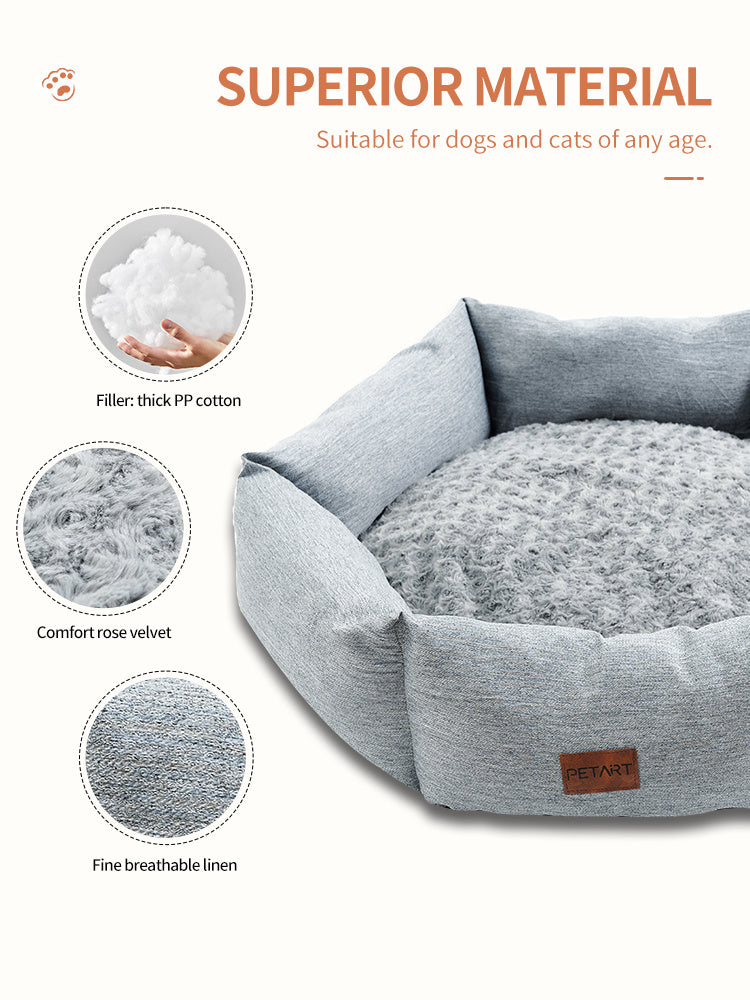 Hexagonal Velvet Dog Bed for Small to Large Dogs