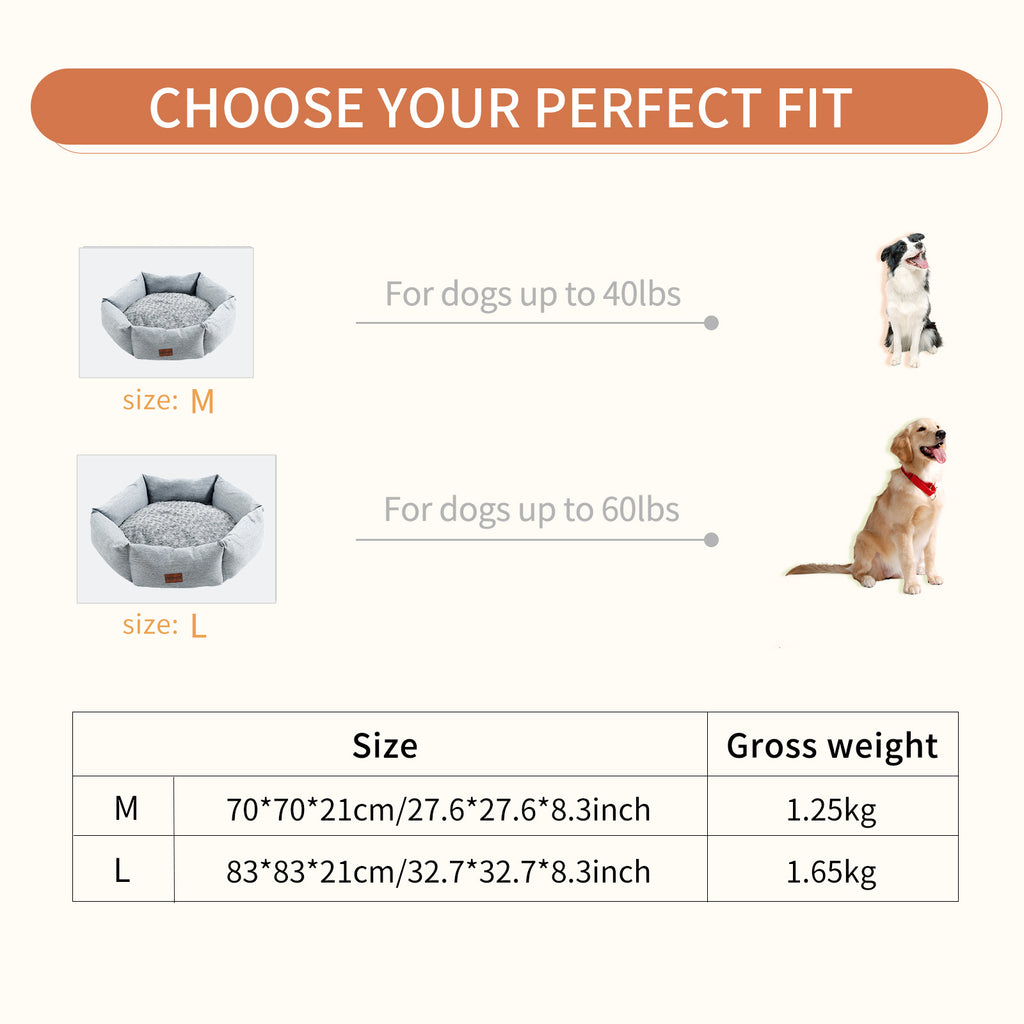 Hexagonal Velvet Dog Bed for Small to Large Dogs