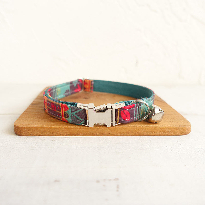 Adjustable pet collar - Green Pattern