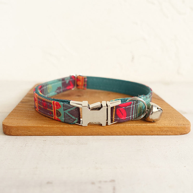 Adjustable pet collar - Green Pattern