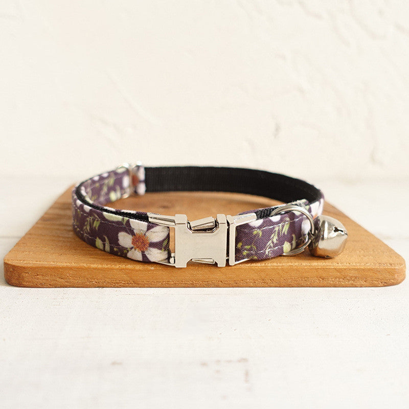 Flower Pattern adjustable pet collar (Purple)