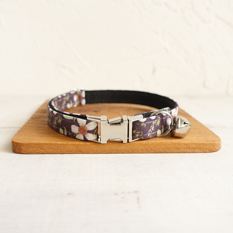 Flower Pattern adjustable pet collar (Purple)